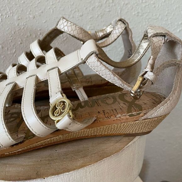 Sam Edelman White Leather Gladiator Sandals Size 7.5M - Picture 2 of 9